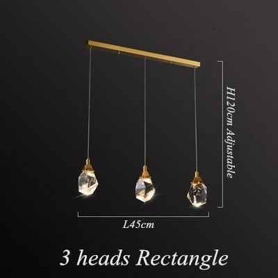 Afralia™ Diamond Crystal LED Chandelier, Brass Ceiling Pendant Light for Dining Room