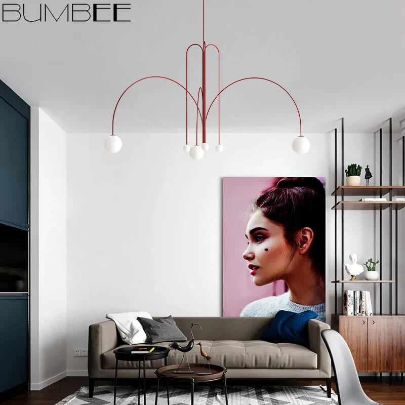 Afralia™ Designer Line Chandelier Living Room Coffee Shop Hanglamp Loft Light