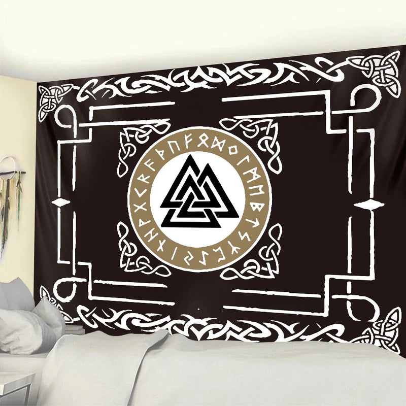 Afralia™ Viking Symbol Tapestry: Bohemian Art Home Decoration and Yoga Mat