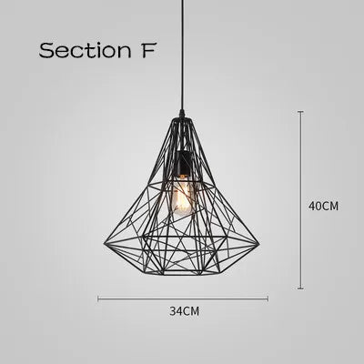 Afralia™ Cage Light Frame Pendant Industrial Single Head Black Nordic Creative Fixture