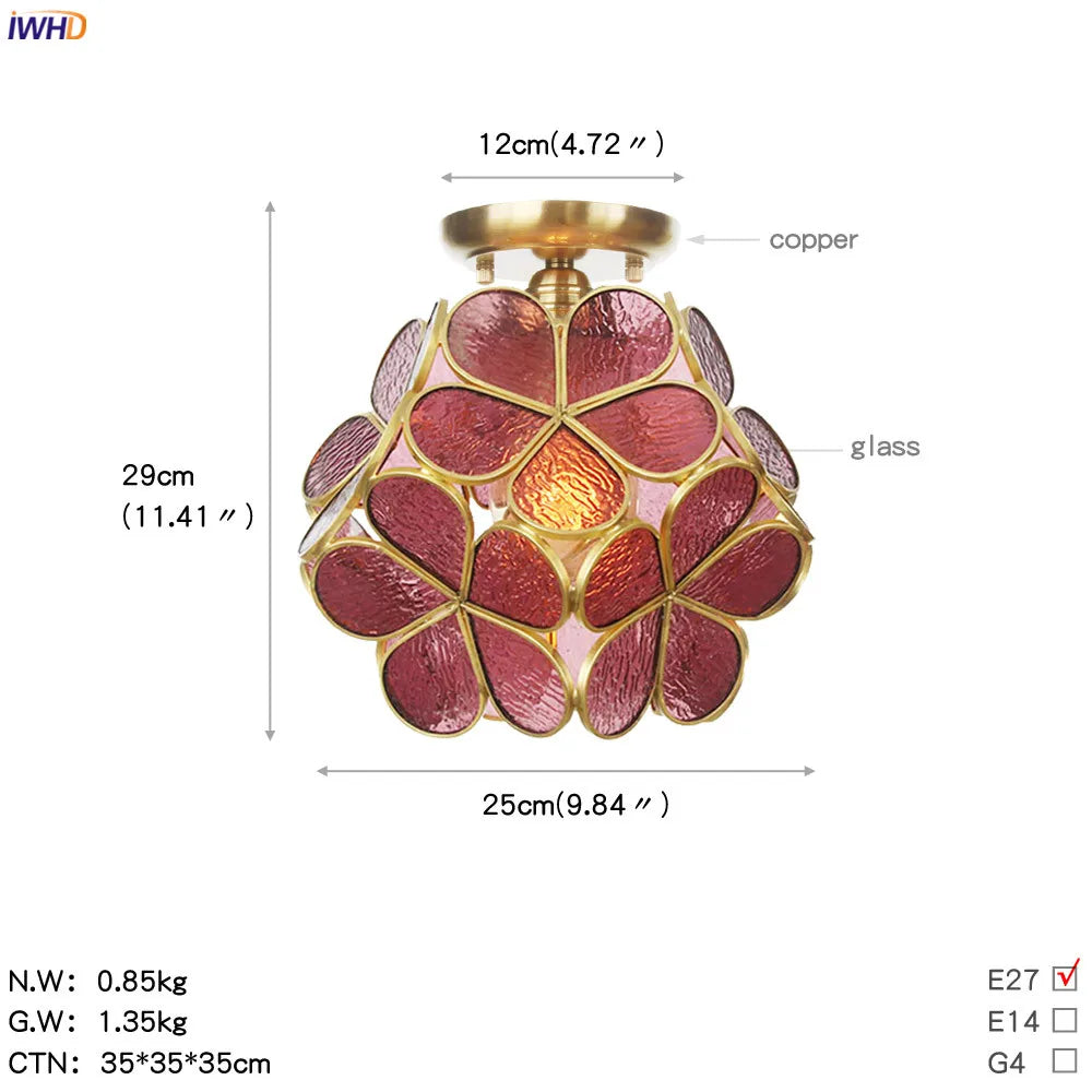 Afralia™ White Glass LED Ceiling Light Fixture, Nordic Modern Copper Ceiling Lamp