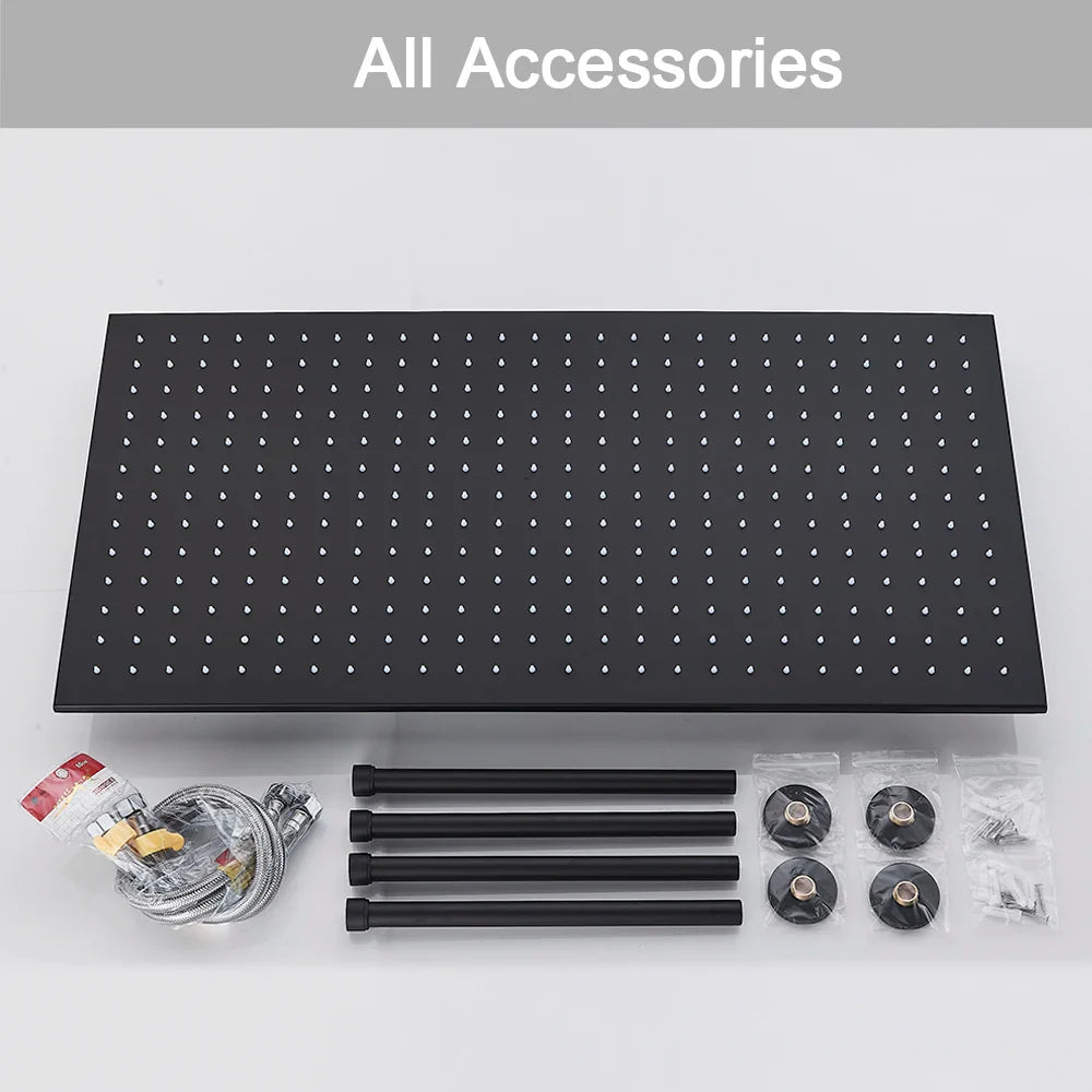 Afralia™ 16"x32" LED Rainfall Shower Head - Color Changing Luxury Square Design