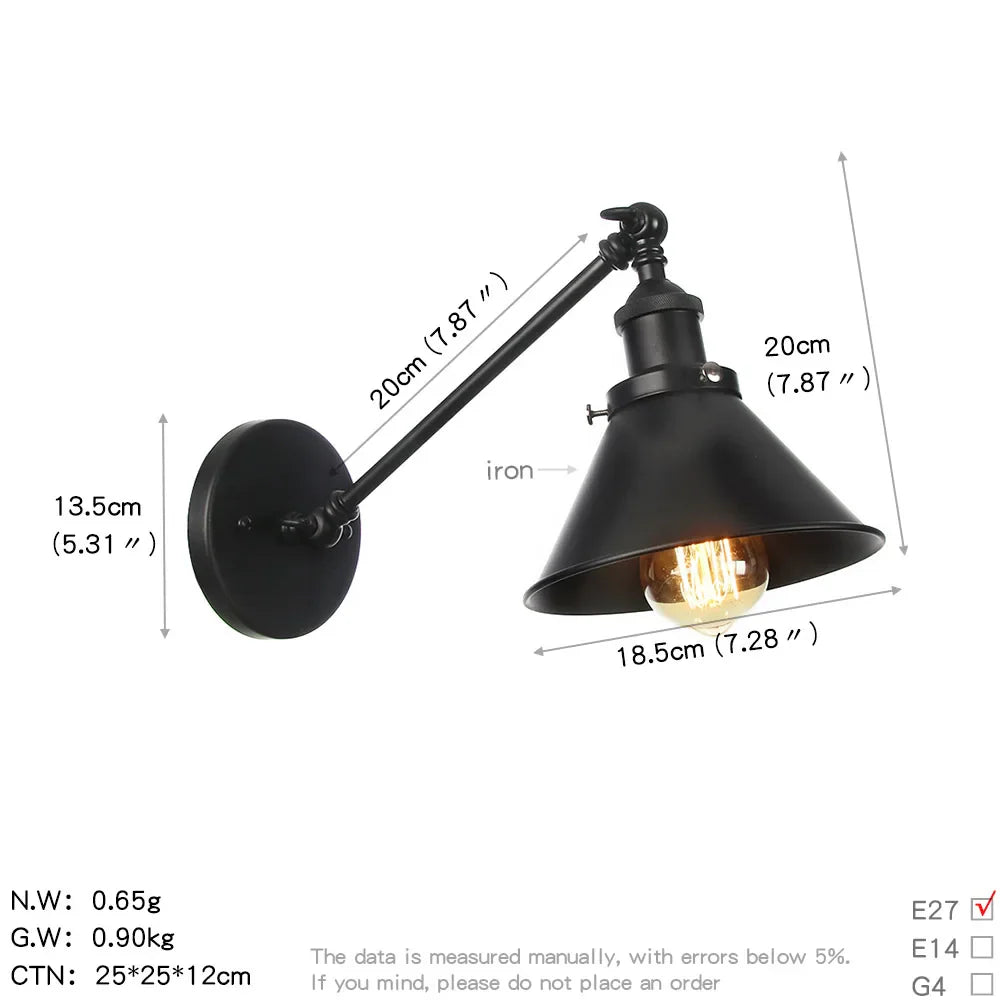 Afralia™ Vintage Industrial Wall Light Sconce LED Retro Bedroom Stair Loft Up Down Lamp