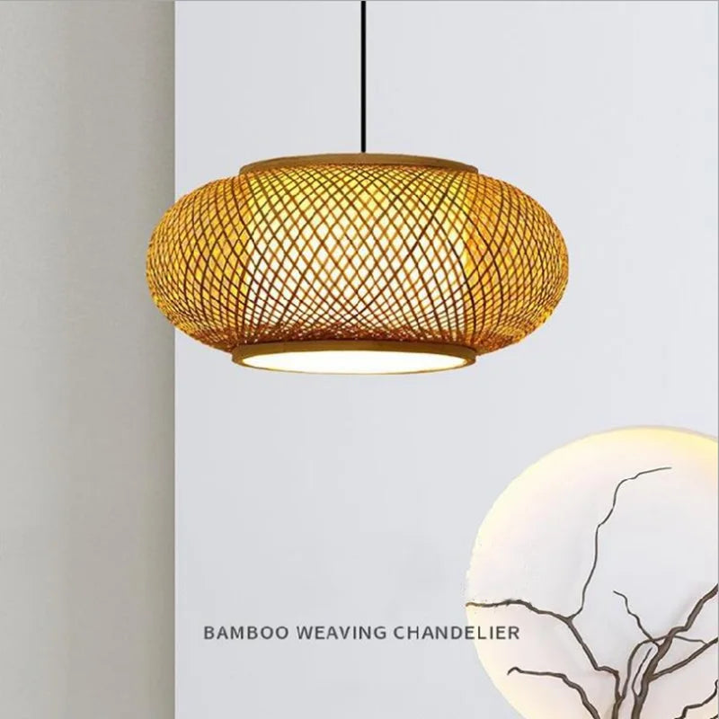 Afralia™ Japanese Bamboo Pendant Light for Kitchen and Hotel Decor