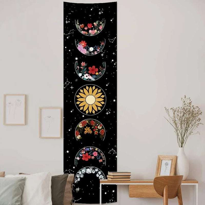 Afralia™ Moon Phase Tapestry: Bohemian Black and White Wall Hanging