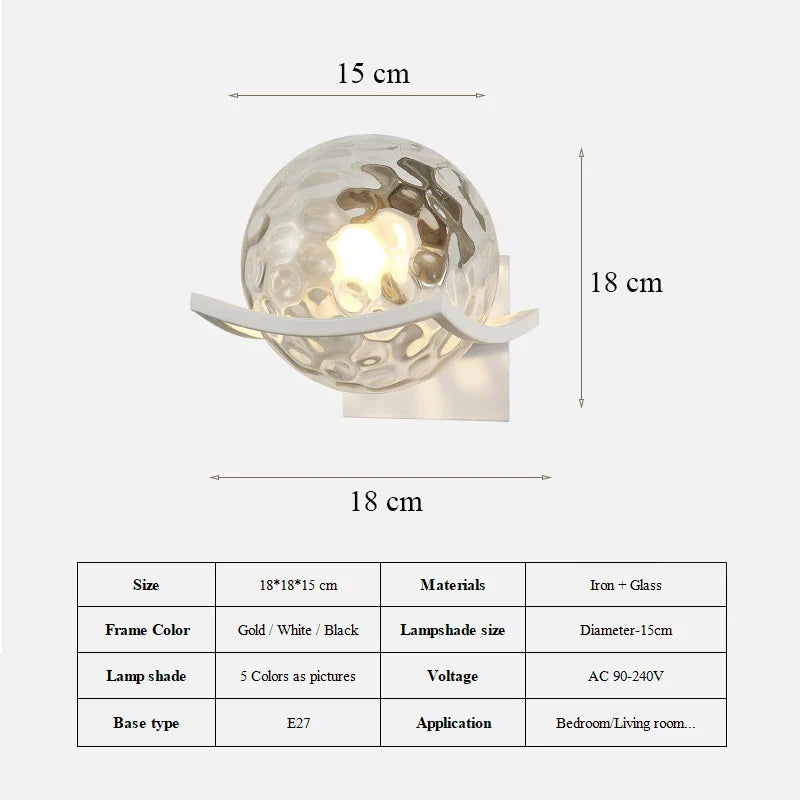 Afralia™ Moon Glass Wall Lamp for Bedroom Decoration - LED Night Light Fixtures