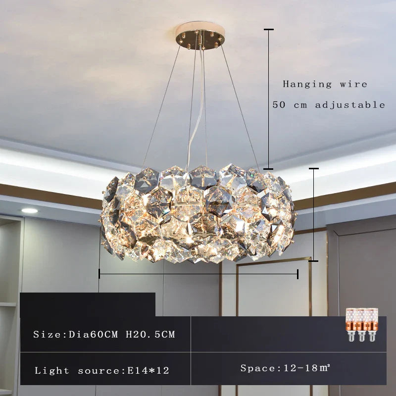 Afralia™ Crystal Wrought Iron Chandelier: Creative Dining & Living Room Suspension Light