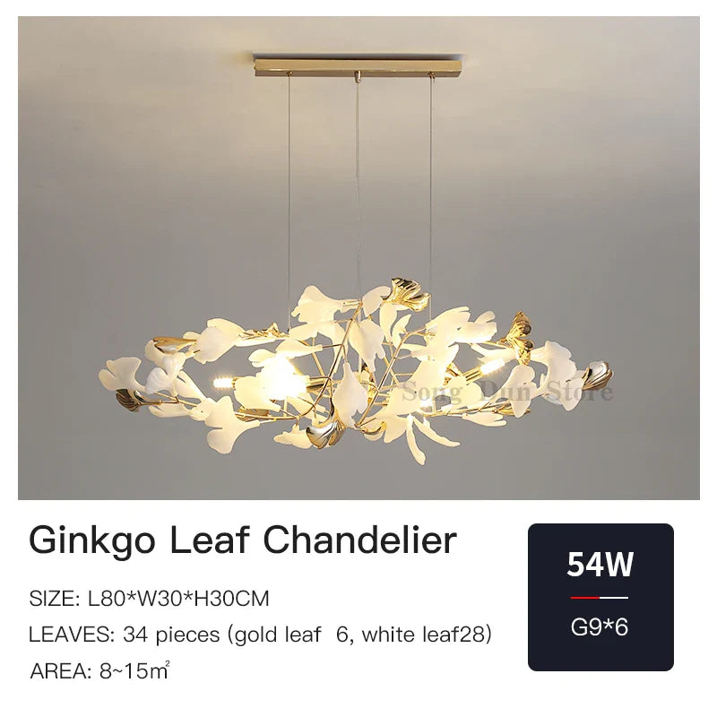 Afralia™ Ginkgo Leaf Decor Chandelier - Nordic Fine Flower Art Light for Living Room