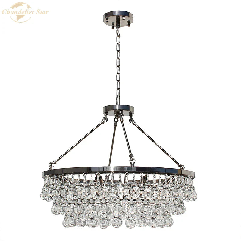 Afralia™ LED Round Glass Chandeliers Raindrop Pendant Lights Modern Living Hanging Lamps