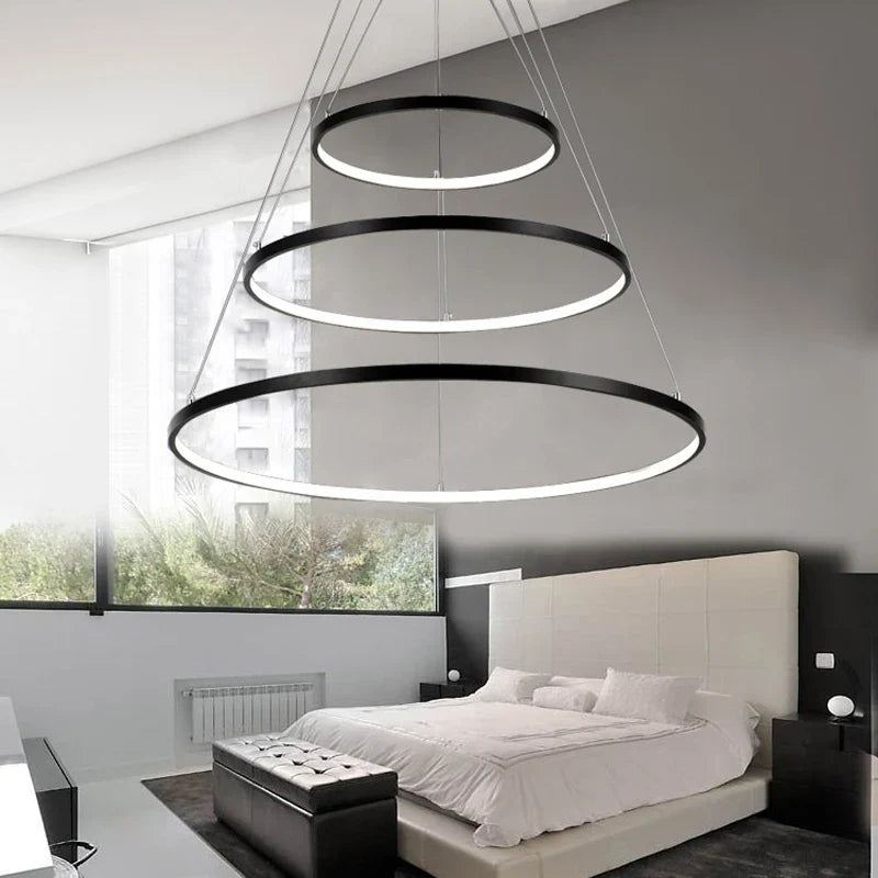 Afralia™ Modern Round LED Ceiling Chandelier for Kitchen Dining Pendant Lighting