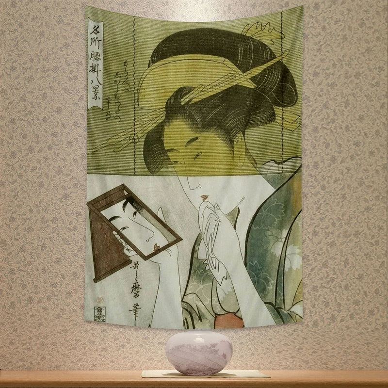 Afralia™ Geisha Kanagawa Print Wall Hanging for Bohemian Home Decor & Yoga Mat