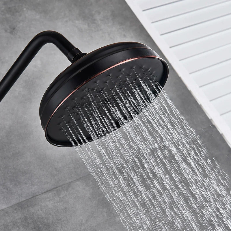 Afralia™ Black Bronze Shower Faucet Set with 8" Rain Shower Head & Hand Shower