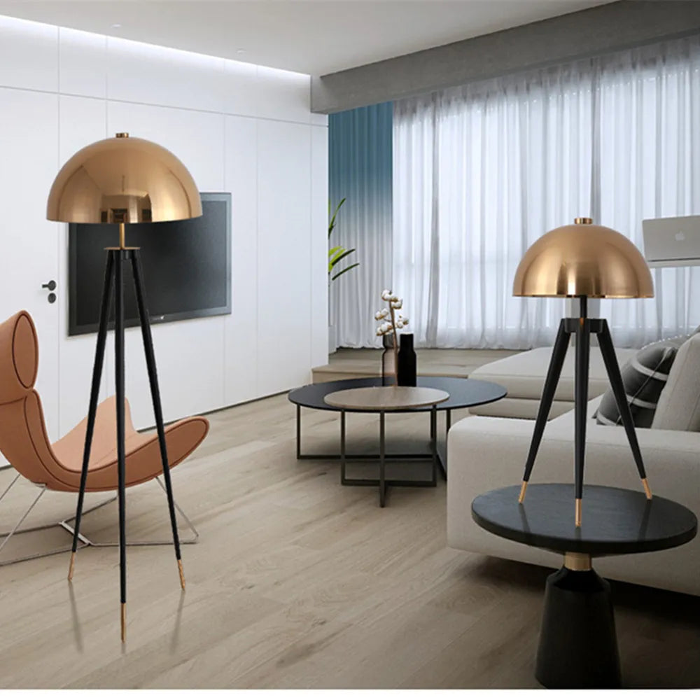 Afralia™ Coyote Gold Tripod Floor Lamp for Home Decor in Living Room or Bedroom