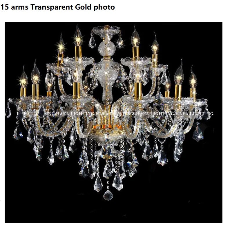 Afralia™ Crystal LED Chandelier Gold/Silver K9 6/8/10/15/18 Arm Living Room Lighting