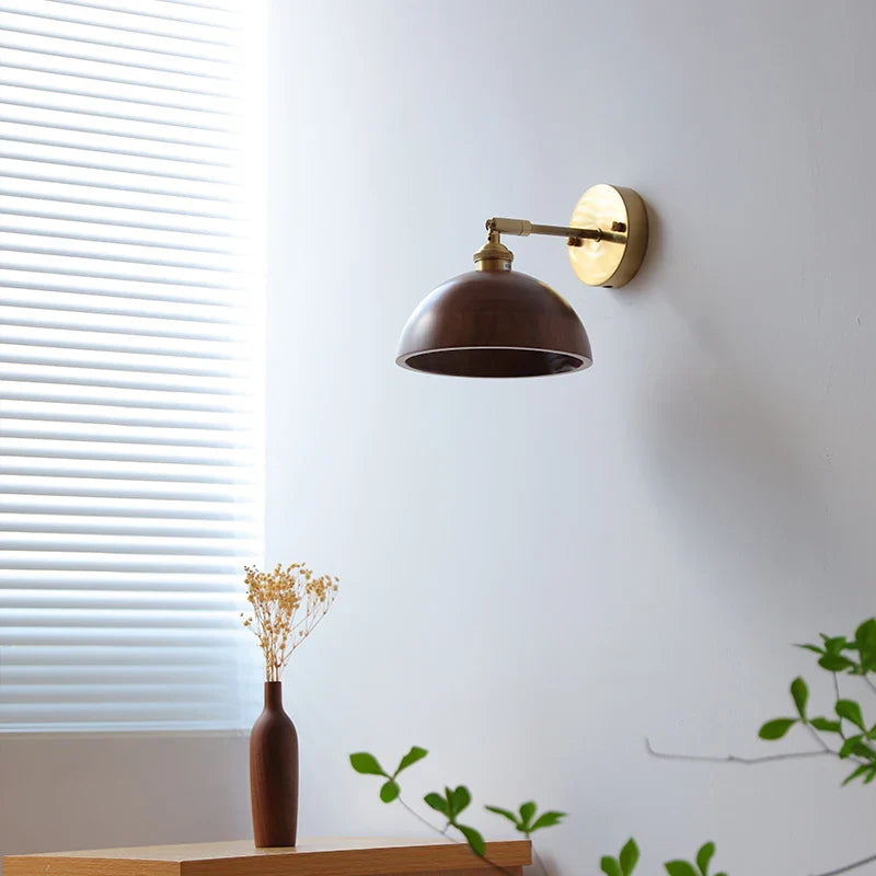 Afralia™ Modern Walnut Wooden LED Wall Light Up Down Bedroom Lamp