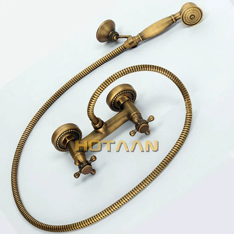 Afralia™ Antique Brass Hand Held Shower Head Kit for Wall Mount Bathrooms