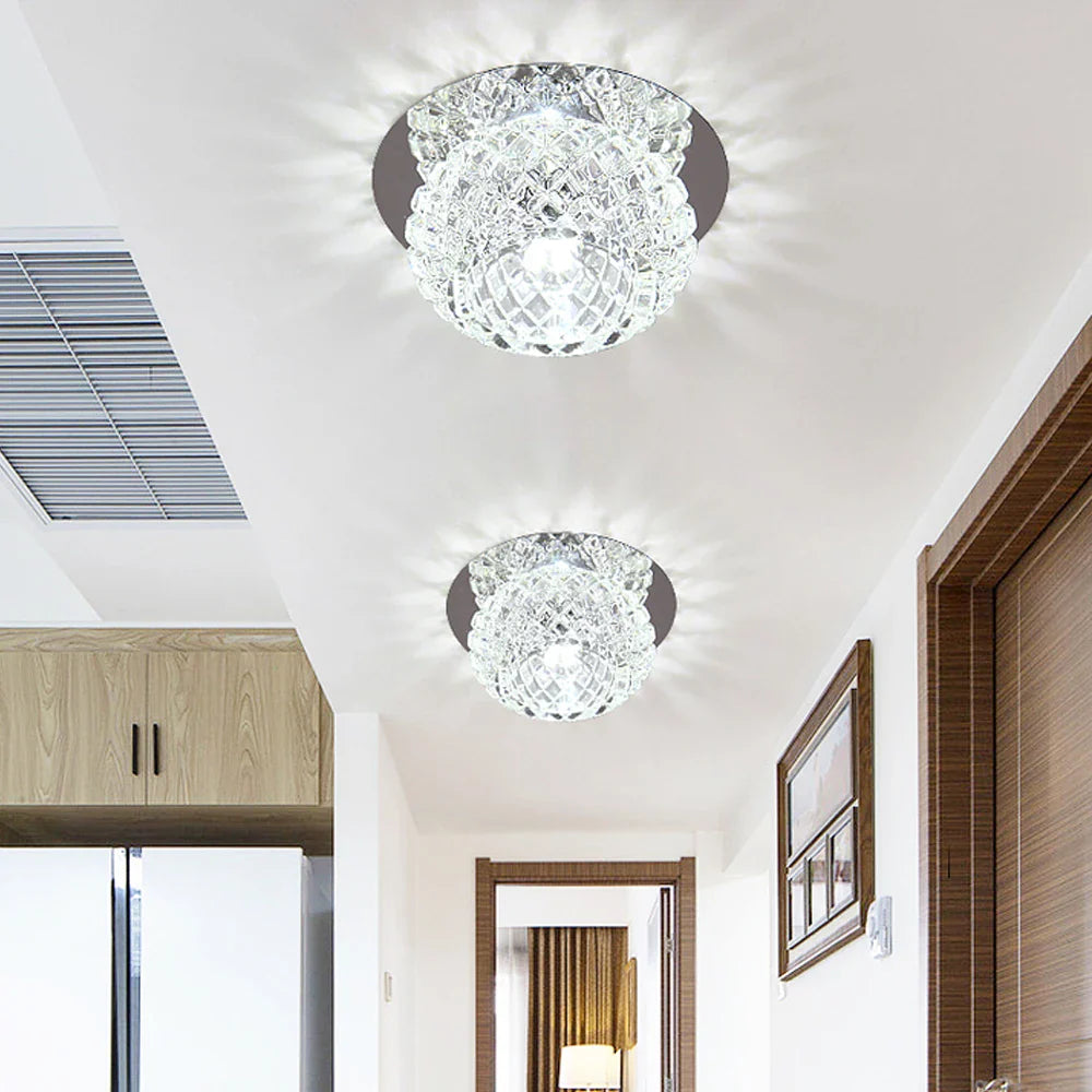 Afralia™ Crystal LED Ceiling Chandelier for Aisle, Balcony, Porch, and Corridor Lighting