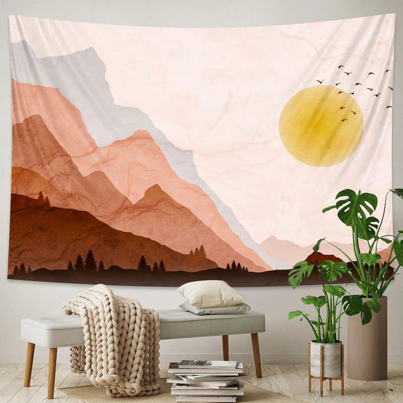 Afralia™ Oil Painting Wall Tapestry: Modern Bohemian Home Decor & Yoga Sheet