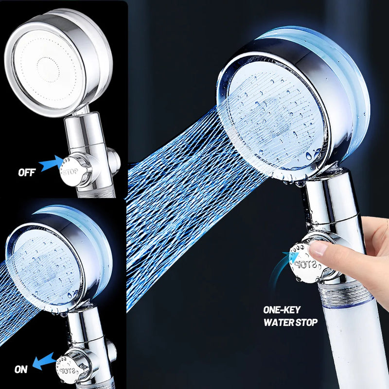 Afralia™ 7-Color LED Handheld Shower Head with Stop Button and High Pressure Nozzle