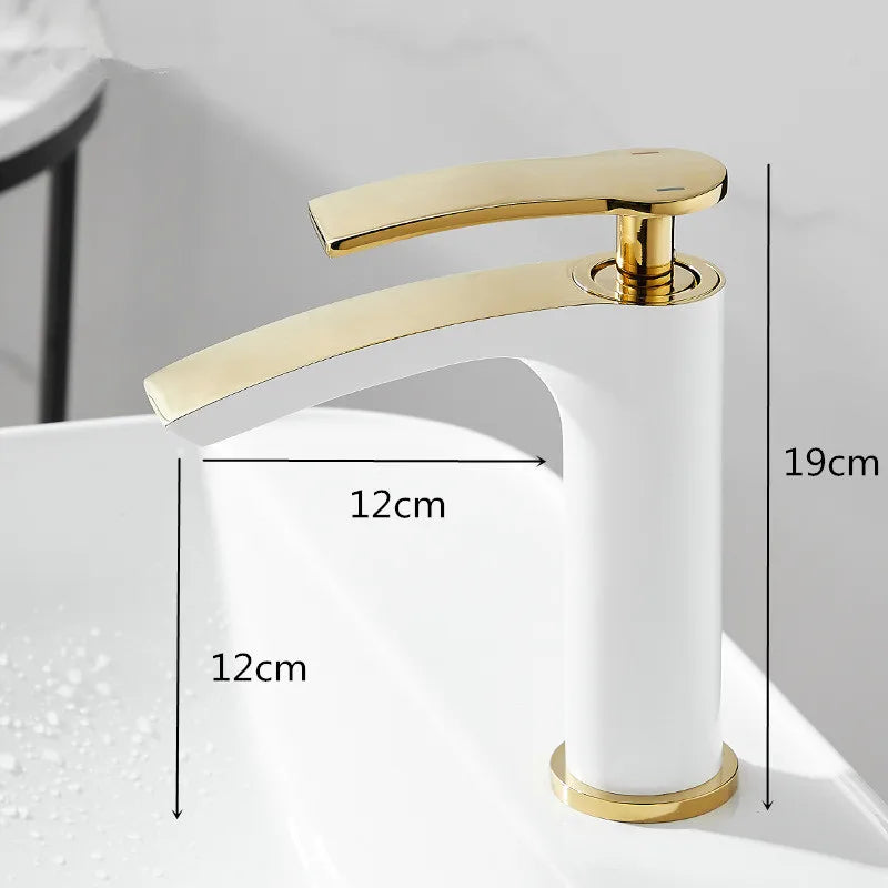 Afralia™ Brass Bathroom Basin Faucet Cold Hot Water Mixer Sink Tap Deck Mounted