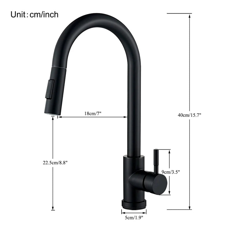 Afralia™ Black Kitchen Faucet: Single Handle Pull Out Mixer, Two Function Hot and Cold Water Taps