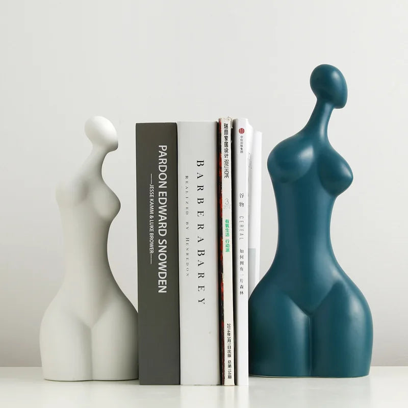 Afralia™ Abstract Ceramic Sexy Woman Statues - Modern White Decor Ornaments