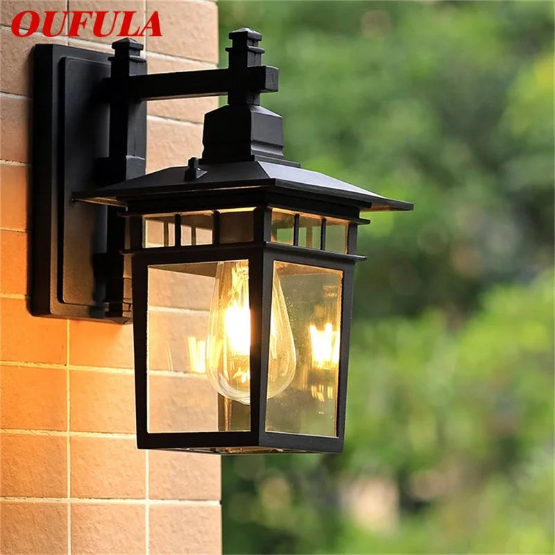 Afralia™ Outdoor Wall Lamp LED Classical Retro Black Light Sconces Waterproof Decorative