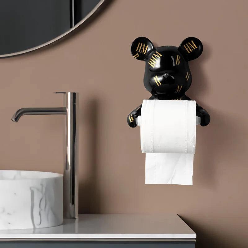 Afralia™ Bear Resin Paper Towel Holder: Nordic Animal Hanging Tissue Box Rack for Modern Wall Decor