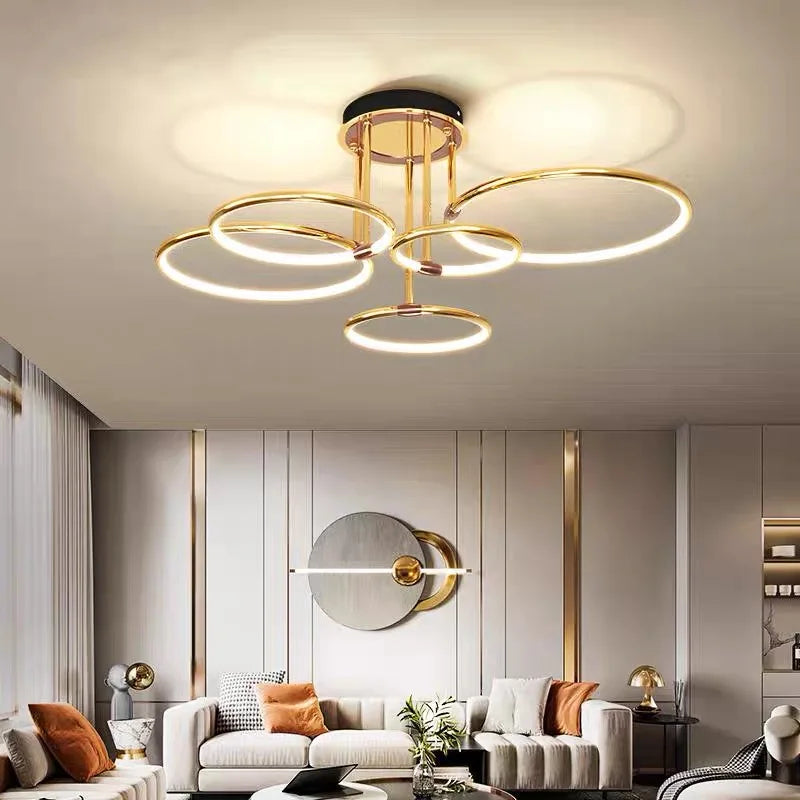 Afralia™ Modern Rings Chandelier for Living Room Dining Bedroom Ceiling Lamp