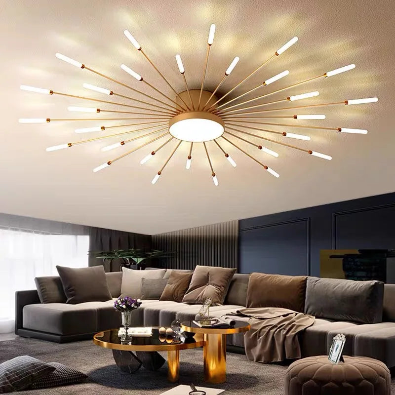 Afralia™ Modern LED Fireworks Chandelier Ceiling Lamp for Living Room Bedroom