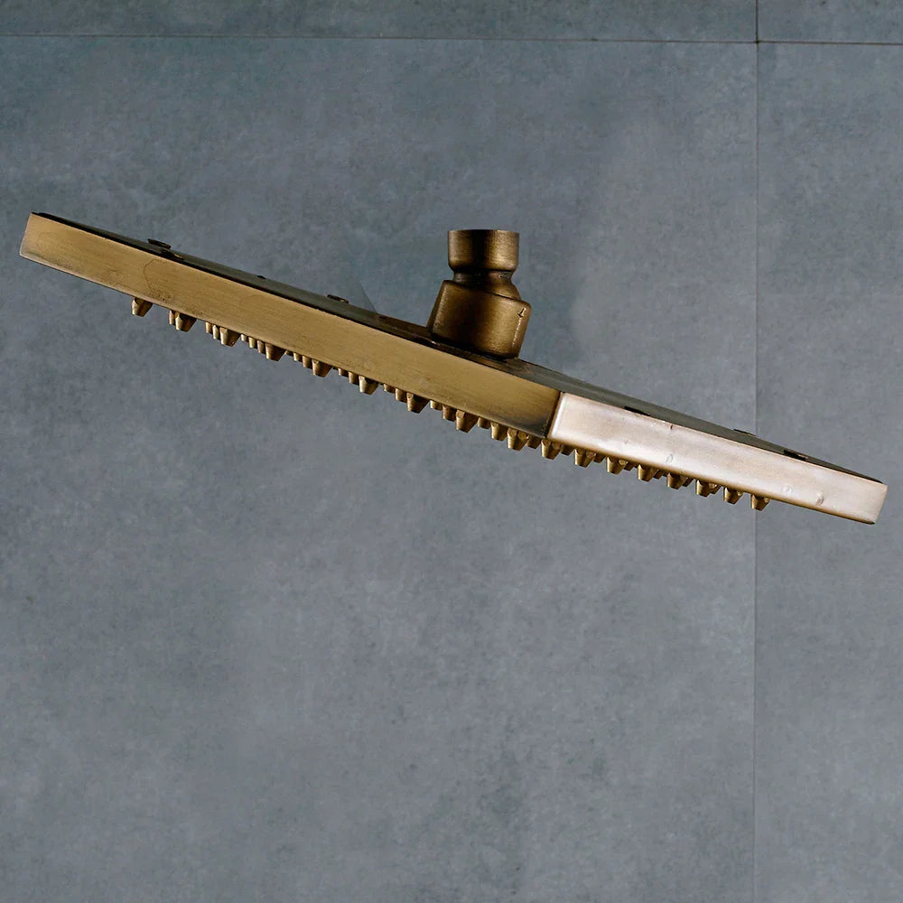 Afralia™ Antique Brass 8-inch Square Rainfall Shower Head - Premium Brass Top