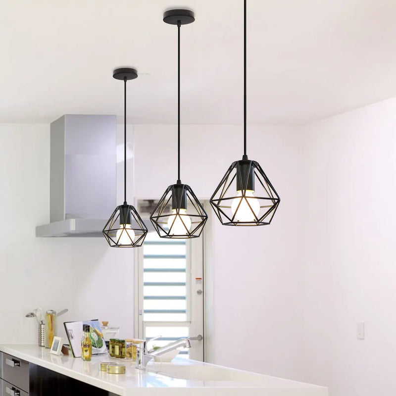 Afralia™ Vintage Cage Pendant Light Chandelier for Home Kitchen Living Room Lighting