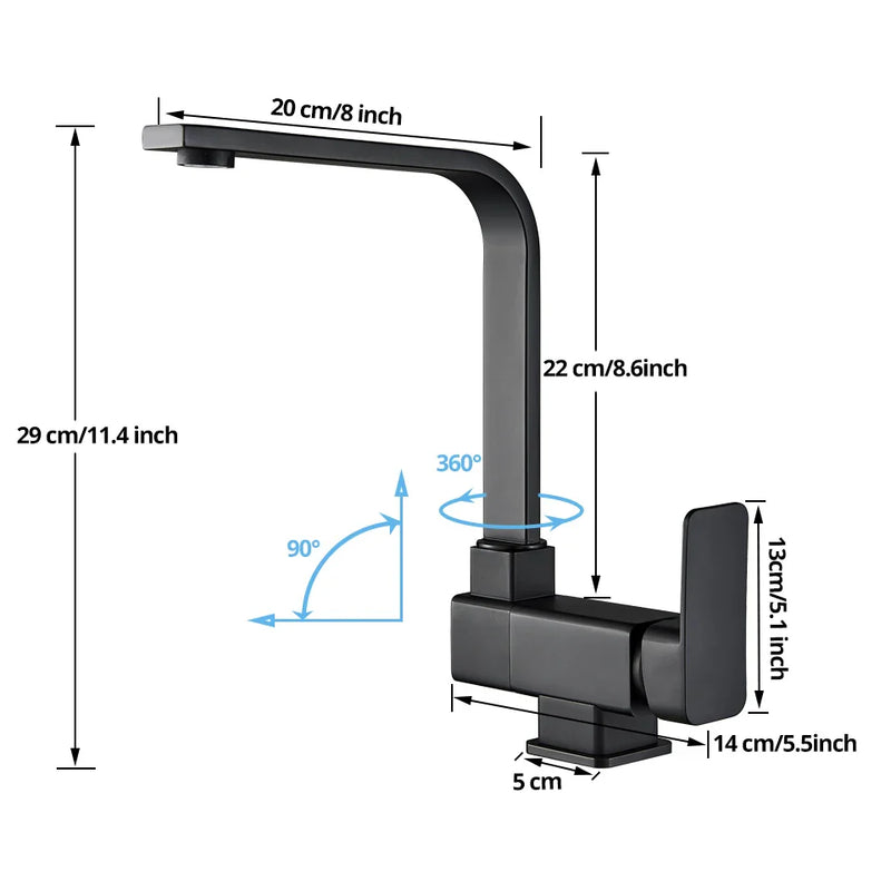 Afralia™ Black Kitchen Rotating Faucet | Foldable Single Handle Mixer Faucet