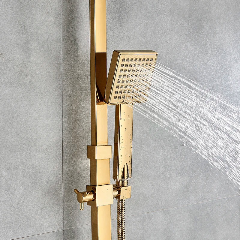 Afralia™ Copper Shower Set Faucet Wall Mounted Bathtub Shower Column 8" Rainfall Mixer