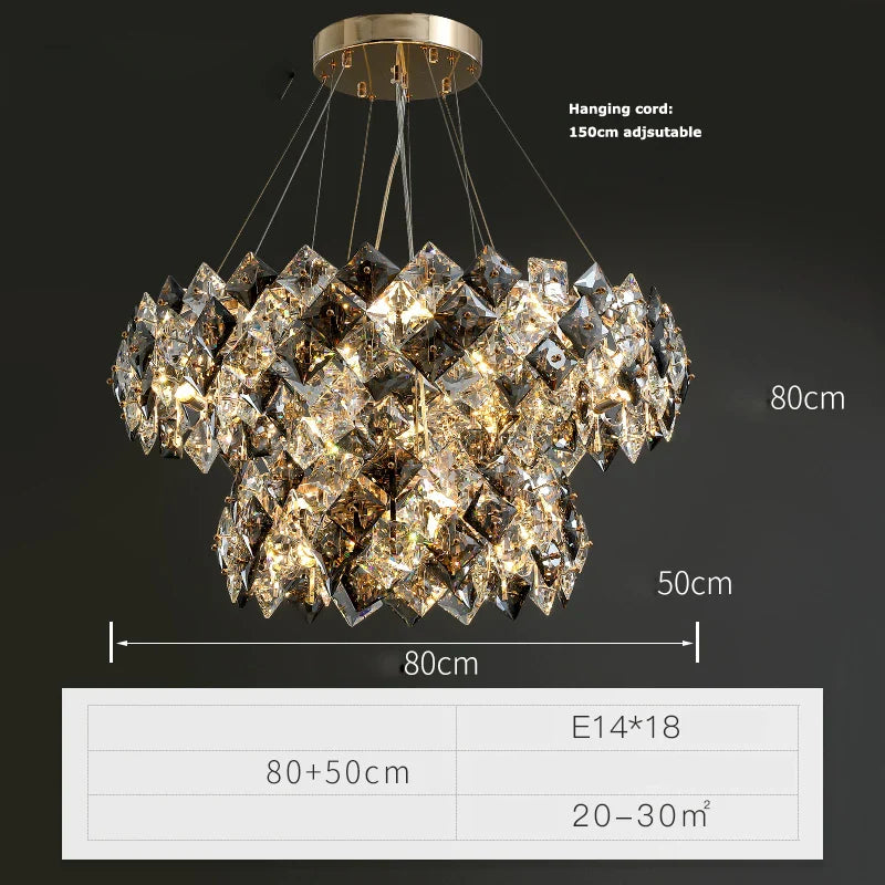 Afralia™ Crystal Dimmable LED Chandelier in Gold and Silver Finishes