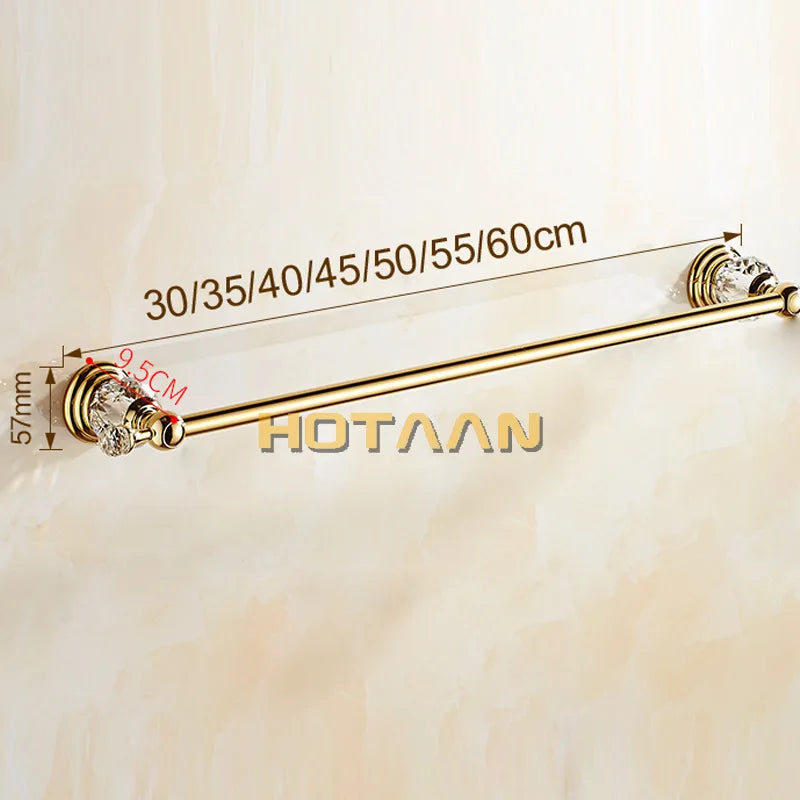 Afralia™ Golden Crystal Single Towel Bar - Stainless Steel Bathroom Rack