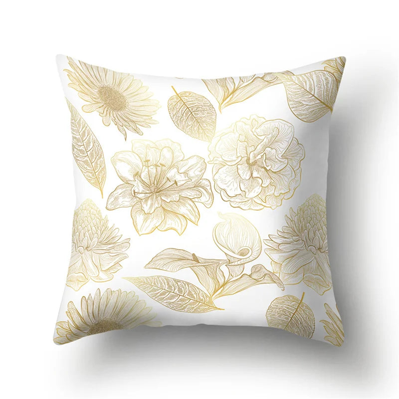 Afralia™ Tropical Leaves Flower Pillow Case Feather Dandelion Cushion Cover - Fresh Geometric Peachskin Pillowcase