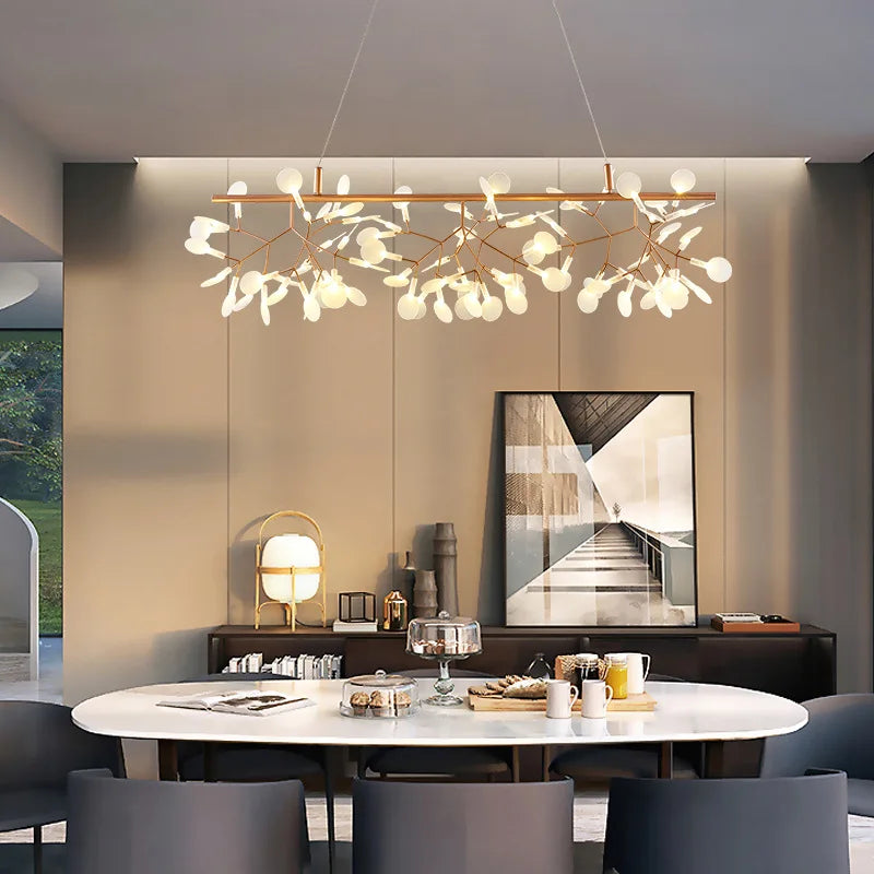 Afralia™ Nordic Firefly Chandelier: Modern Rose Gold/Black Art for Living Room, Restaurant, Kitchen