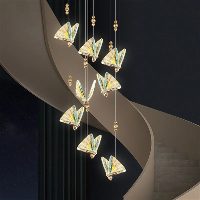 Afralia™ Nordic Butterfly Chandelier: Modern LED Pendant Lights for Home Stairs Hall