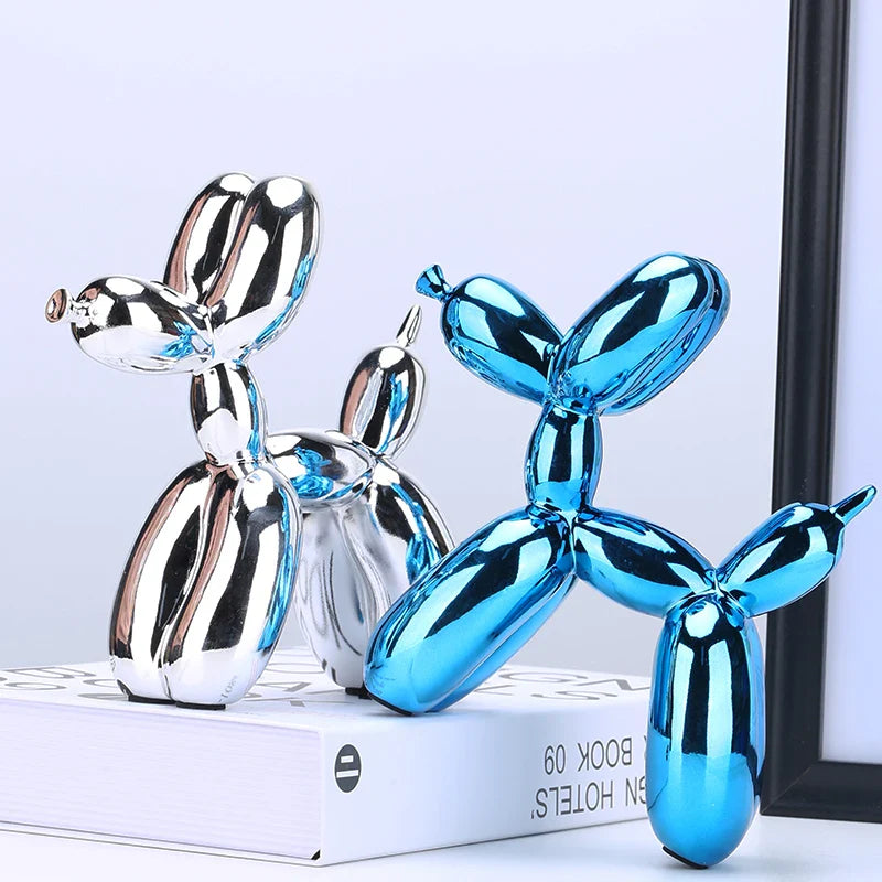 Afralia™ Shiny Balloon Dog Resin Sculpture for Home Decor and Lucky Gifts