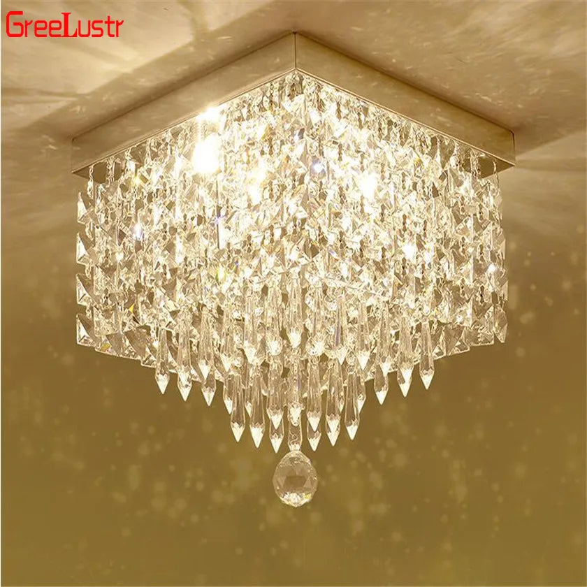 Afralia™ Crystal Chandelier Ceiling Lamp - Entrance Kitchen Chandeliers Fixtures Home Decor