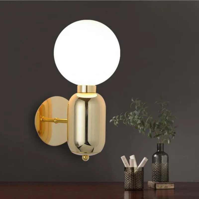 Afralia™ Gold Mirror Ball Wall Lamp - Modern Minimalist LED Sconce