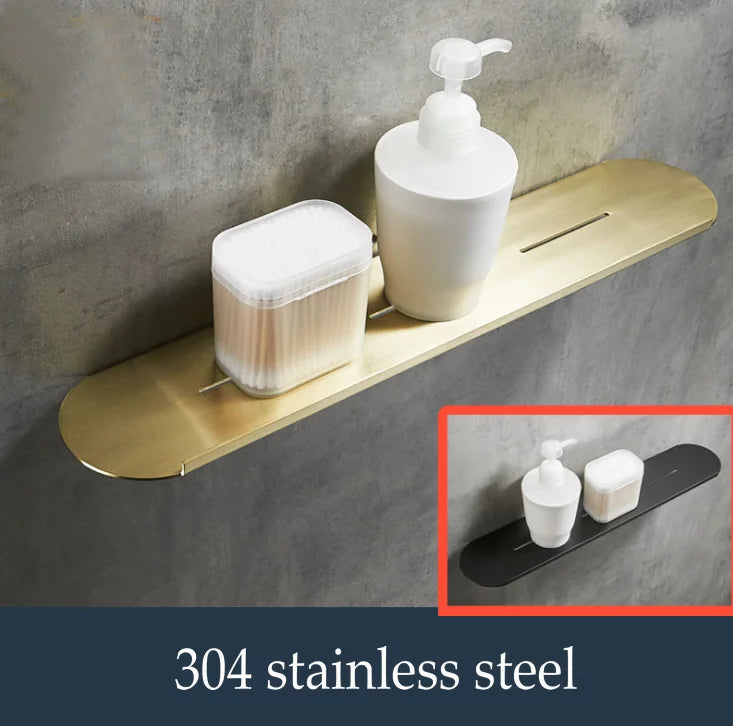 Afralia™ Brushed Gold Bathroom Storage Rack - Mirror Front Toiletries Organizer