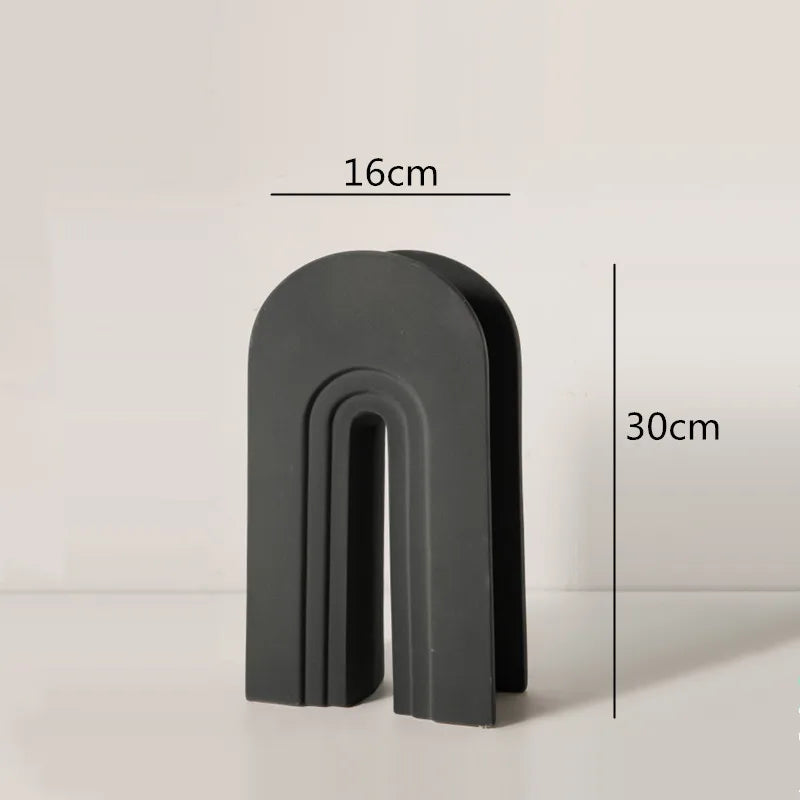 Afralia™ Geometric Stripes Ceramic Vase for Home Decoration and Flower Arrangement Craft