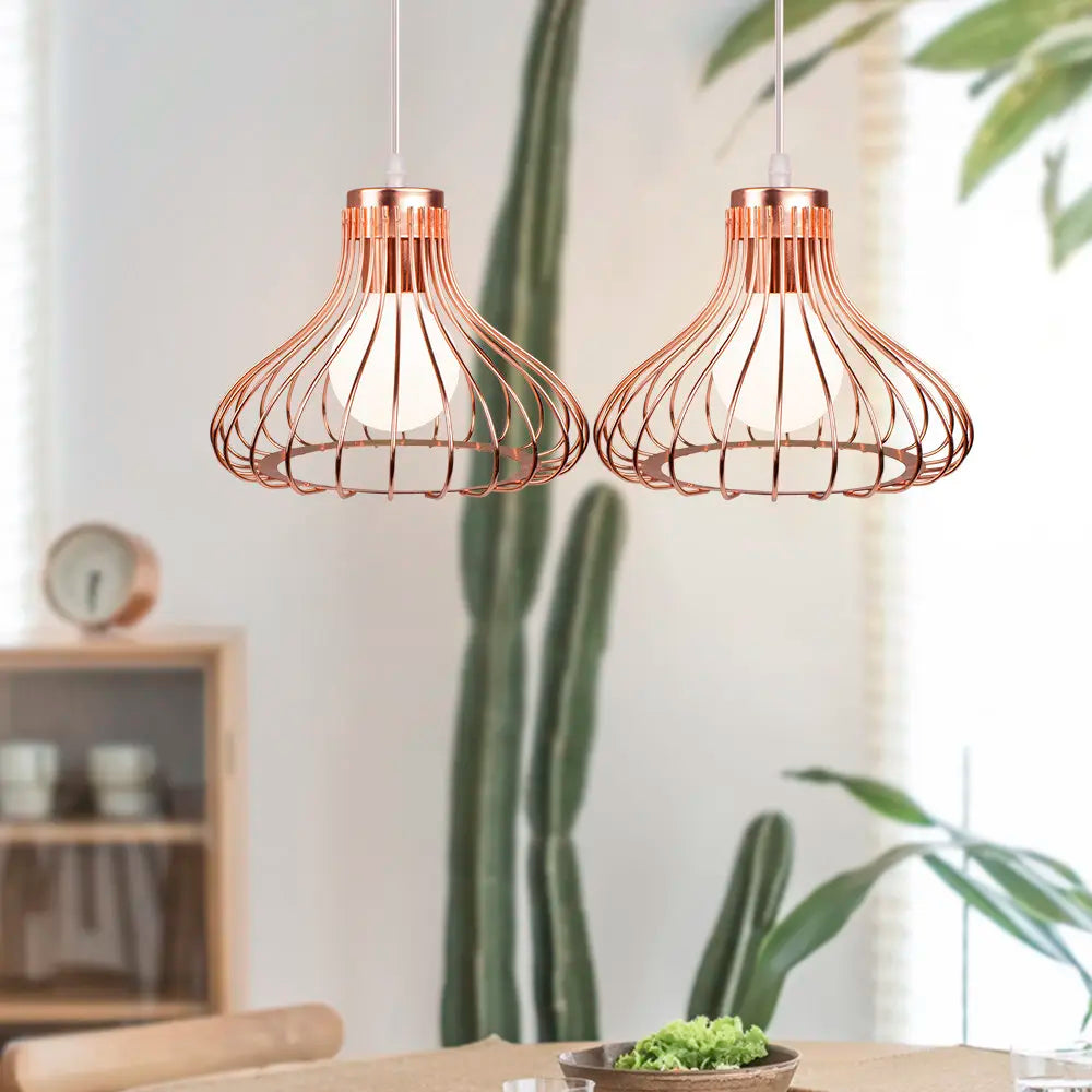 Afralia™ Iron Cage Pendant Lights for Modern Vintage Loft, Retro Home Decor Kitchen Bar LED