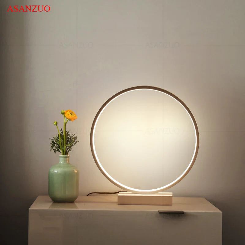 Afralia™ LED Ring Table Lamp: Modern Nordic Bedroom Lighting Fixture