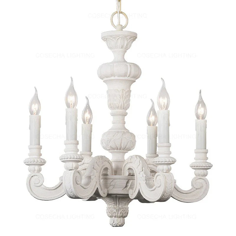 Afralia™ Retro Roman Pillar Chandelier: Elegant Wooden Carved Living Room Lighting