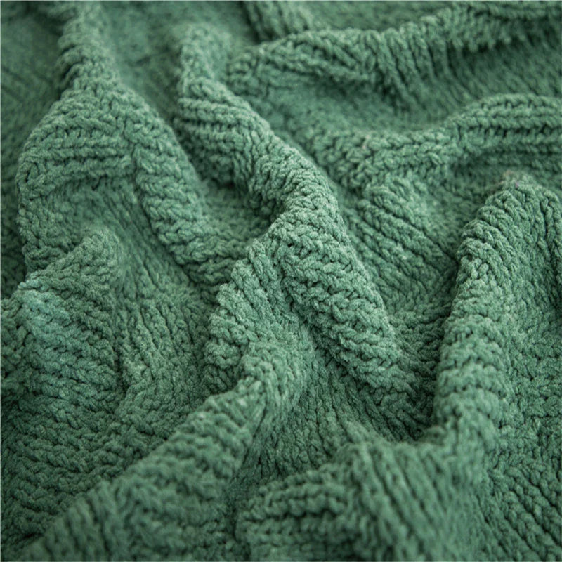 Afralia™ Chenille Stripe Throw Blanket - Cozy Knit Texture with Tassel Detail