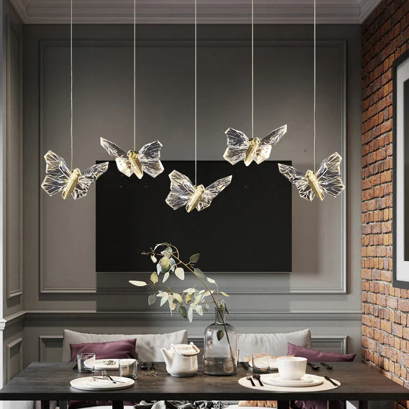 Afralia™ Crystal Butterfly Pendant Lamps LED Lighting for Home Decor and Luxury Ambiance