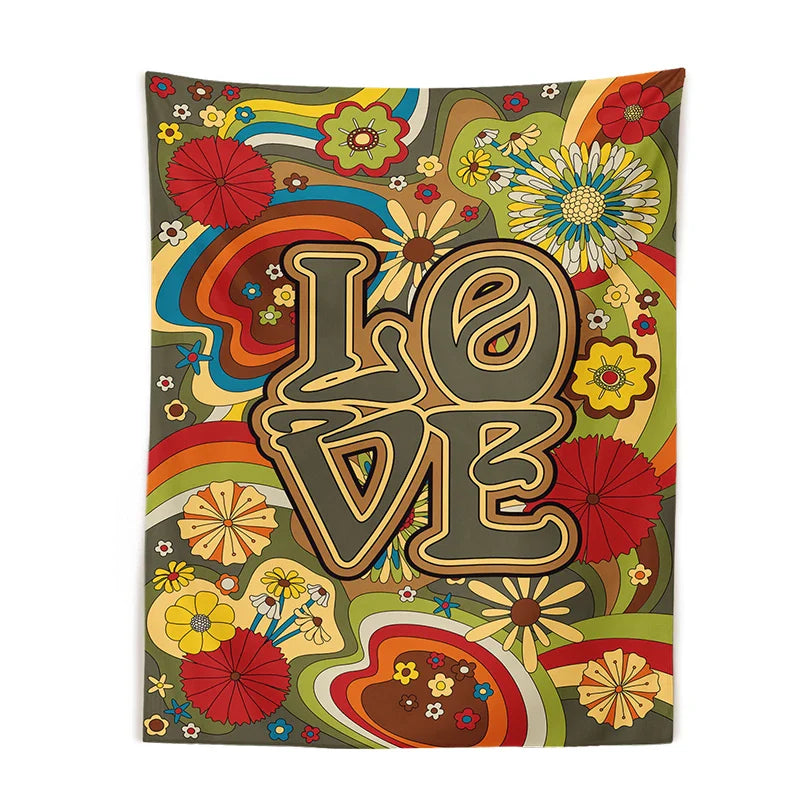 Afralia™ Psychedelic Hippie Floral Wall Tapestry: Retro 60s 70s Bedroom Dorm Decor